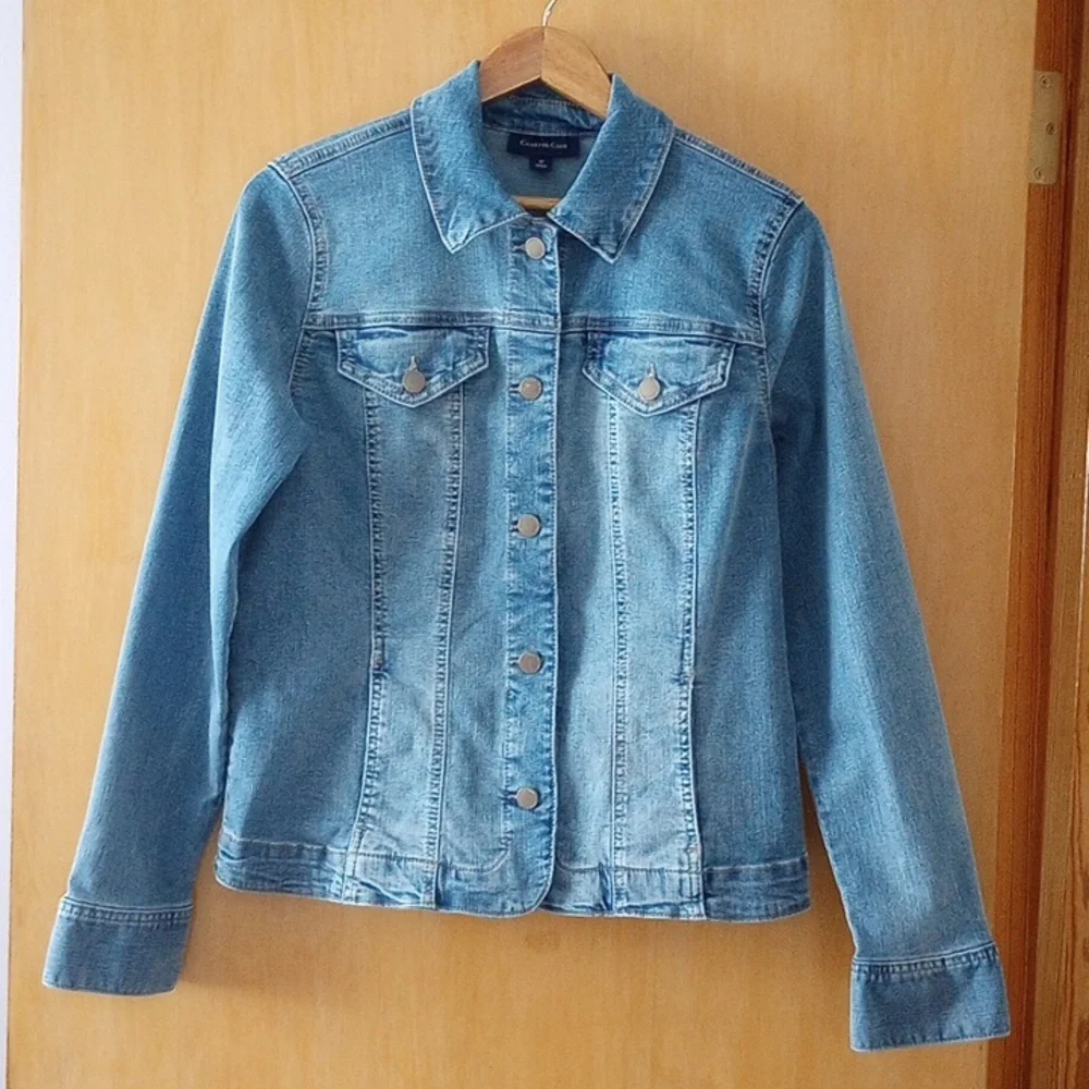 Charter Club Stretchy Denim Jacket Size M - Picture 1 of 8